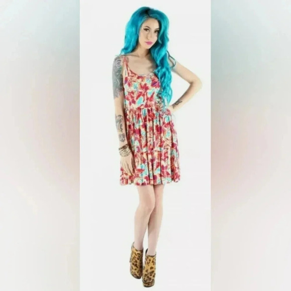Iron Fist  EUC Sleeveless Grunge Rave Mini Vibrant Dress Size Small - Picture 1 of 10